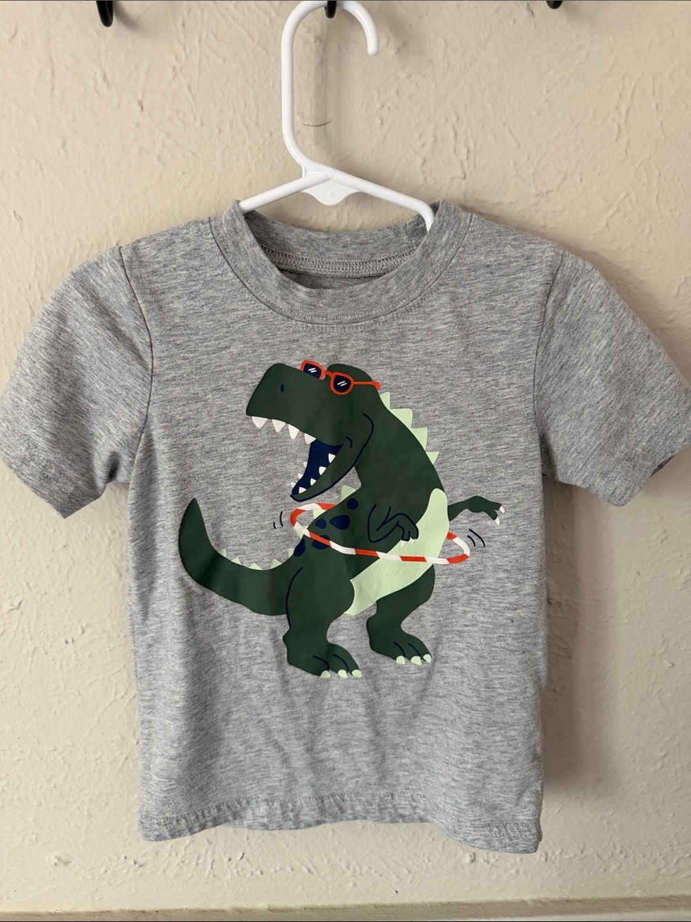 Carter's Grey Tee with Green Dinosaur Graphic